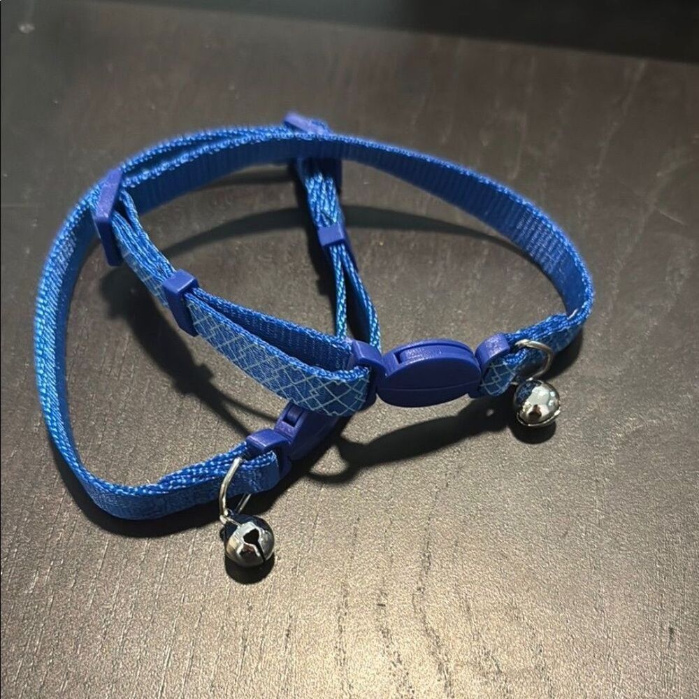 Two Blue Cat Collars with Bell and breakaway clasp